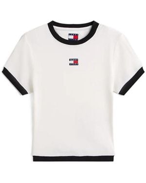 Tommy Hilfiger Tommy Badge Ribbed Slim T-Shirt - White