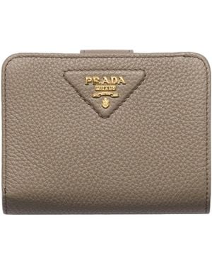 Prada Small Leather Wallet - Grey