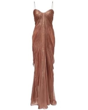 Maria Lucia Hohan Victoria Gathered Silk Muslin Gown - Brown