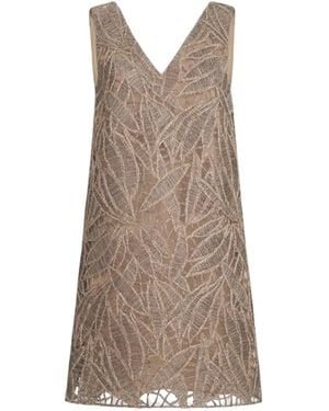Brunello Cucinelli Dazzling Embroidered Mini Dress - Brown