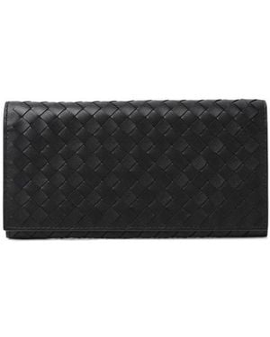 Bottega Veneta Logo Knitted Folding Wallet - Black