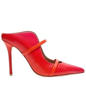 Malone Souliers Maureen Embossed Leather Mules - Red