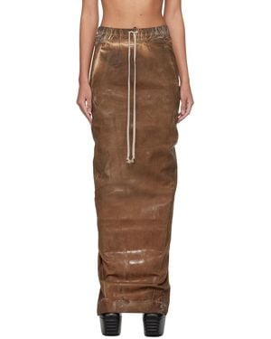 Rick Owens Pull On Pillar Denim Maxi Skirt - Multicolor