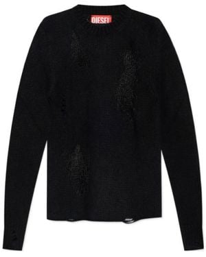 DIESEL K-Norman Distressed Knitted Jumper - Black