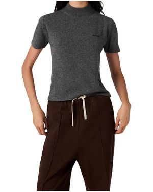 Miu Miu Logo-Intarsia Short-Sleeved Jumper - Black