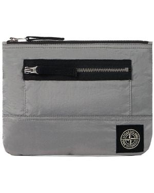 Stone Island Pouch With Zip Pocket And Ripstop Lining - Grey