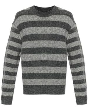 Officine Generale Striped Crew Neck Jumper - Grey
