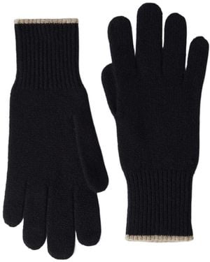Brunello Cucinelli Intarsia-Knit Cashmere Gloves - Black