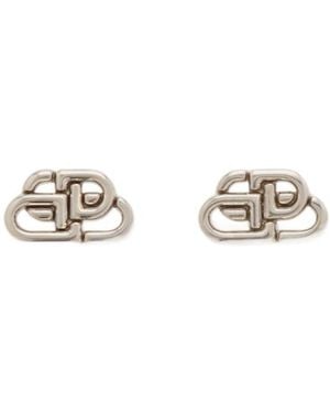 Balenciaga Logo Earrings - White