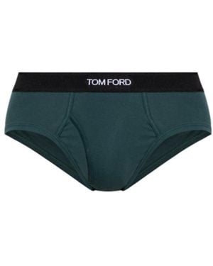 Tom Ford Branded-Waistband Briefs - Green