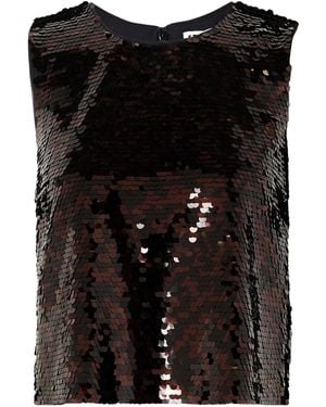 STAUD Seraphina Sequined Top - Black