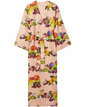 Eres Saveur Fruit-Print Chain-Pattern Reversible Robe - Metallic
