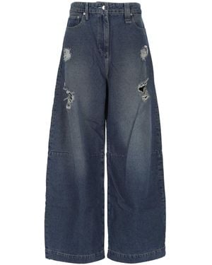 Simone Rocha Embellished Wide Leg Puddle Jeans - Blue