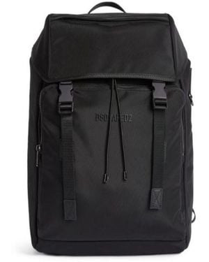 DSquared² Urban Foldover Top Backpack - Black