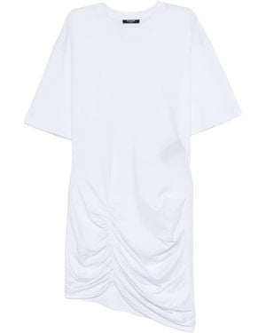 Balmain Gathered-Detail Mini Dress - White