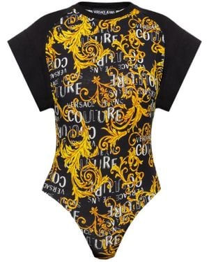 Versace Jeans Couture Couture Logo-Printed Crewneck Bodysuit - Yellow