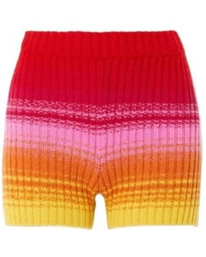 The Elder Statesman Striped Ribbed Cashmere Shorts - Orange