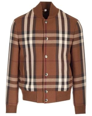Burberry Checked Wool-Blend Bomber Jacket - Brown