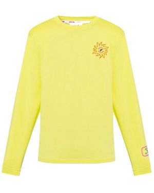 Gcds Logo Printed Long-Sleeved T-Shirt - Yellow
