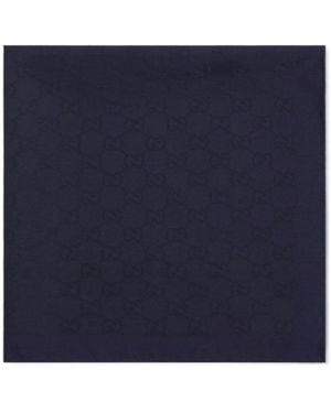 Gucci Gg Silk Cotton Pocket Square - Blue