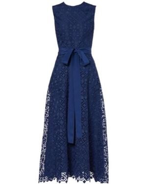 Elie Saab Bow-Detail Macramé Midi Dress - Blue