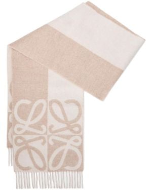 Loewe Anagram Fringed Scarf - White