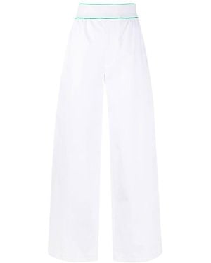 Bottega Veneta Logo Waistband Wide Leg Trousers - White