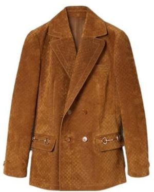 Gucci Gg Double Breasted Jacket - Brown