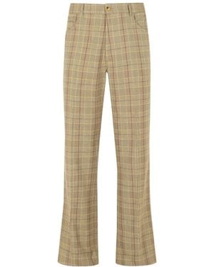Amiri Checkedd Flared Trousers - Natural