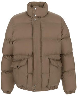McQueen Graffiti Printed High-Neck Puffer Jacket - Brown