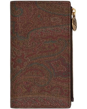 Etro Paisley Zipped Wallet - Brown