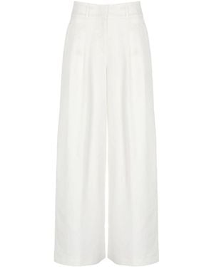 Peserico Pleated Wide-Leg Pants - White