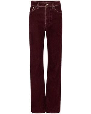 Rabanne High-Waist Straight-Leg Velvet Trousers - Red