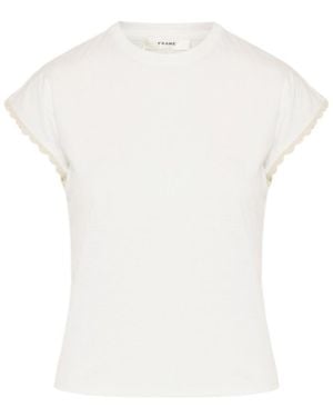 FRAME Crocheted Sleeveless T-Shirt - White