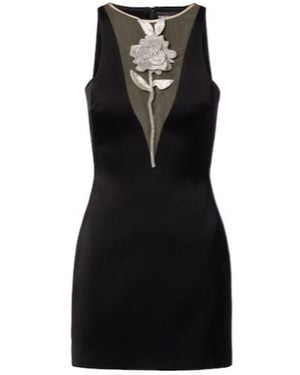 David Koma Embellished Floral Satin Minidress - Black