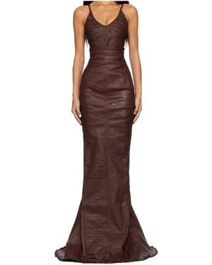 Rick Owens Concordians Stretch Denim Skirt - Brown