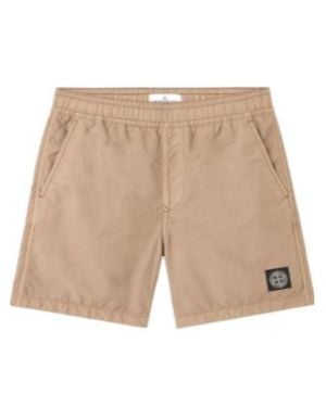 Stone Island Junior Logo Patch Drawstring Swim Trunks - Natural