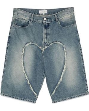 Carne Bollente Heart Denim Shorts - Blue