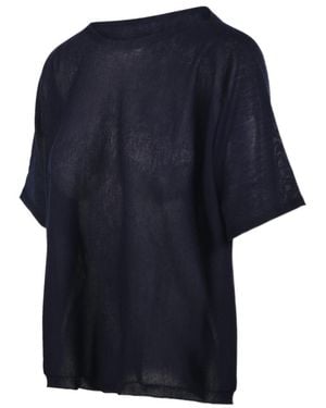 Roberto Collina Sheer Short-Sleeve Knitted Sweater - Blue