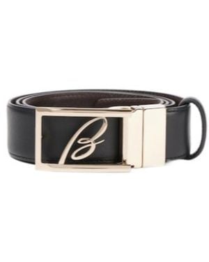 Brioni Logo Leather Belt - White