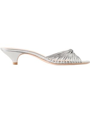 Loeffler Randall Metallic-Leather Mules - White
