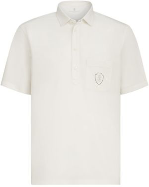 Brunello Cucinelli Lightweight Virgin Wool Polo Shirt With Chest Pocket And Logo - White
