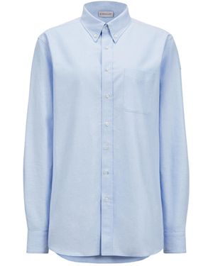 Moncler Long Sleeve Oxford Cotton Shirt - Blue