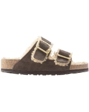 Birkenstock Arizona Bold Shearling Sandals - Brown