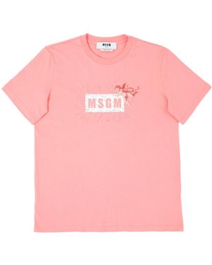 MSGM Logo Short-Sleeved T-Shirt - Pink