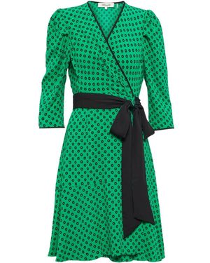 Diane von Furstenberg Charlene Polka-Dot Minidress - Green