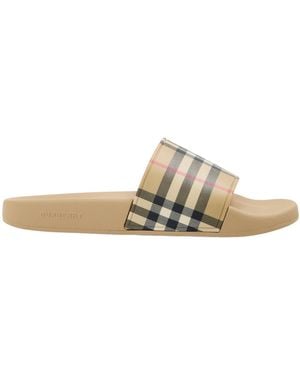 Burberry Retro Plaid Slippers - White