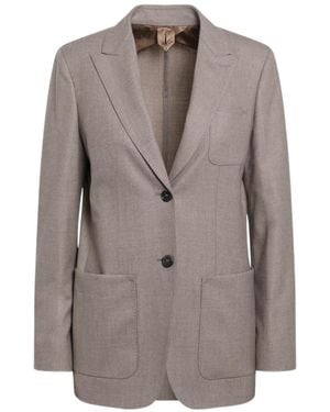 Max Mara Long-Sleeved Suit Jacket - Gray