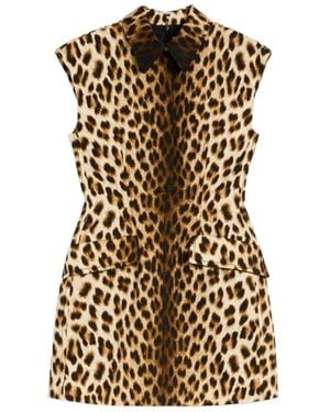 Sportmax Cotton Mini Dress With Animal Print - Brown