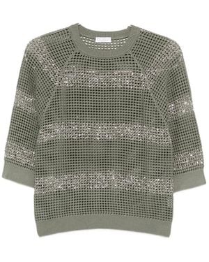 Brunello Cucinelli Sequin-Embellished Crewneck Jumper - Green